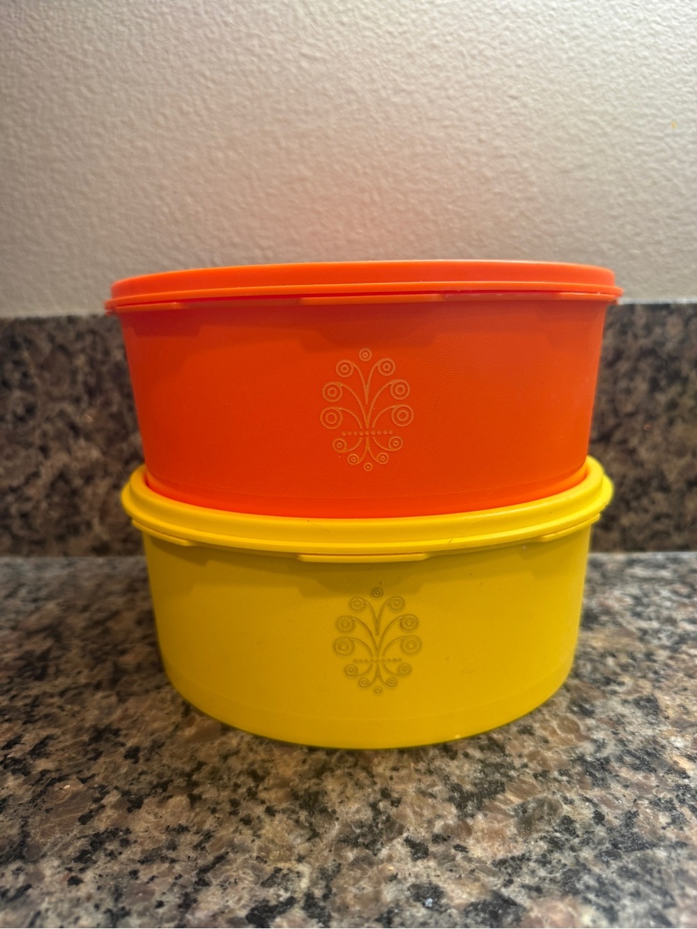 Tupperware Orange and Yellow Round Food Storage Containers